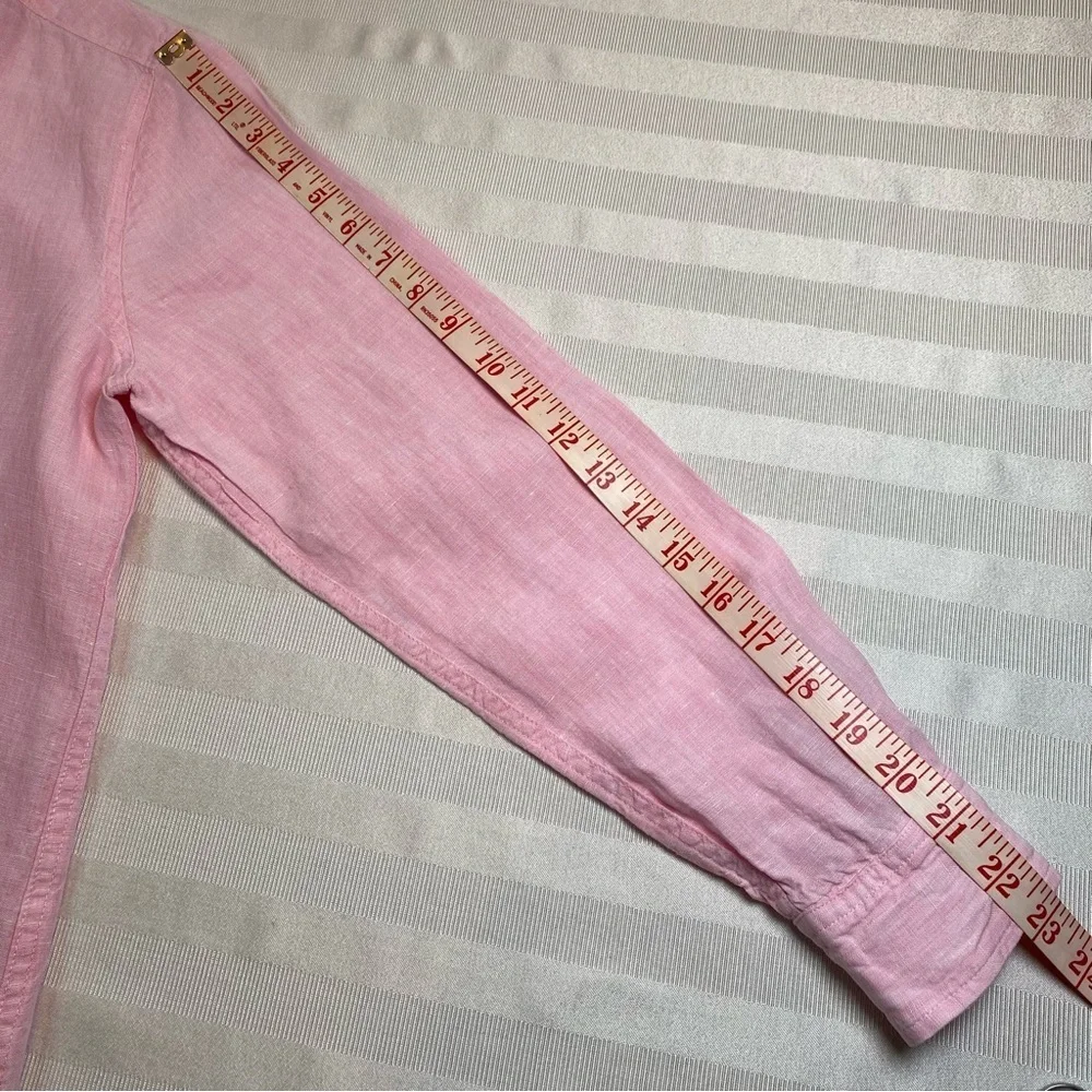 Tommy Bahama 100% Linen Pink Button-Up Shirt Blouse Long Sleeve Sz S/P - Picture 6 of 16